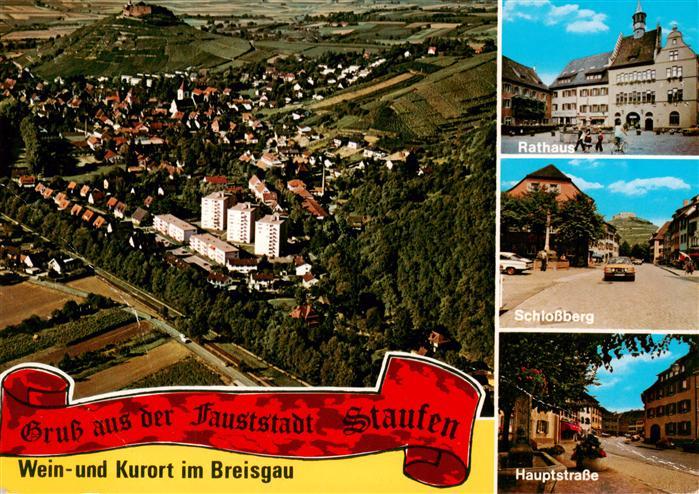 Staufen  Breisgau Fliegeraufnahme Rathaus Schlossberg Hauptstrasse