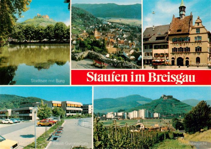 Staufen  Breisgau Stadtsee mit Burg Panorama Rathaus Faust Gymnasium Gesamtansic
