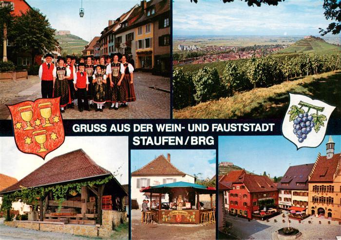 Staufen  Breisgau Trachtengruppe Panorama Weinbrunnen Marktplatz