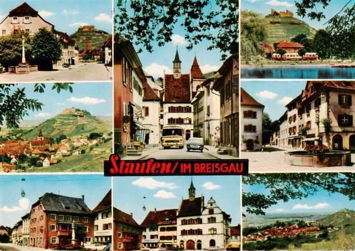 Staufen  Breisgau Schlossbergblick Ortspartien Brunnen Marktplatz Rathaus Panora