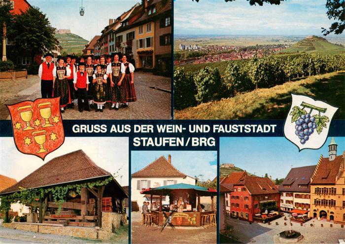 Staufen  Breisgau Trachtengruppe Panorama Weinbrunnen Marktplatz