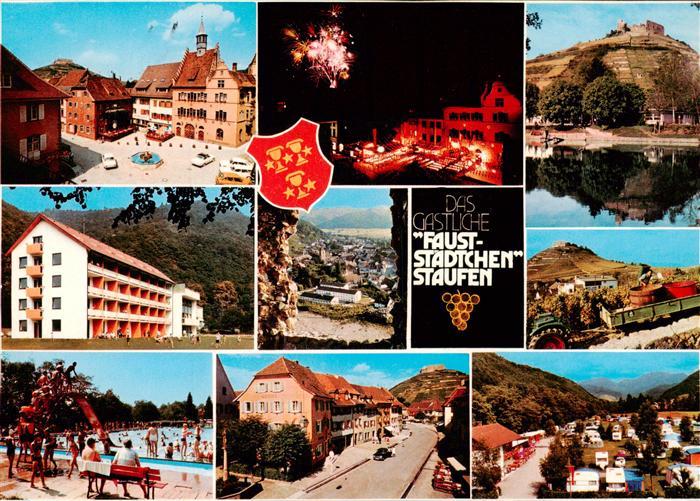 Staufen  Breisgau Marktplatz Feuerwerk Kurhaus Panorama Burgruine Schwimmbad Hau