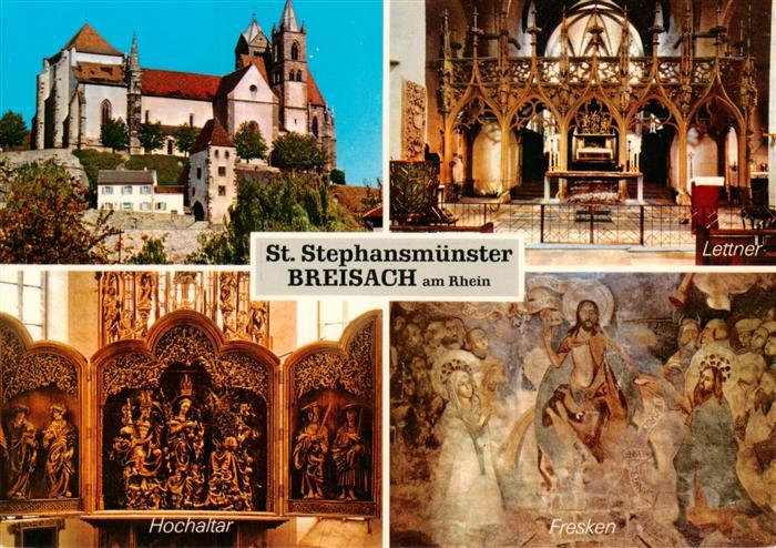 Breisach Rhein St Stephansmuenster mit Lettner Hochaltar und Fresken