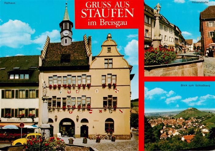 Staufen  Breisgau Rathaus Brunnen Schlossbergblick