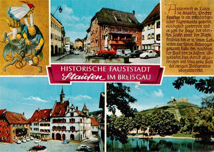 Staufen  Breisgau Gasthaus Loewen Rathaus Stadtsee Burgruine