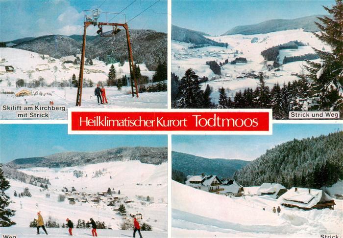 Todtmoos Schwarzwald BW Skilift am Kirchberg mit Strick Panorama Skipiste