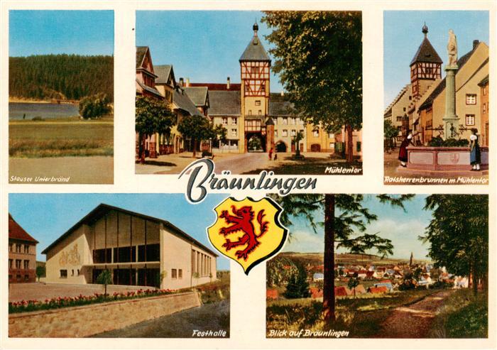 Braeunlingen Stausee Unterbraend Muehlentor Ratsherrenbrunnen Festhalle Ortsansi