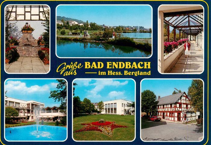 Bad Endbach Brunnen Seepartie Kurhaus Park Fachwerkhaus