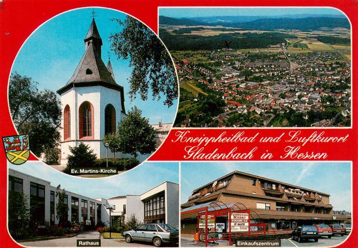 Gladenbach Hessen Ev Martins Kirche Fliegeraufnahme Rathaus Einkaufszentrum