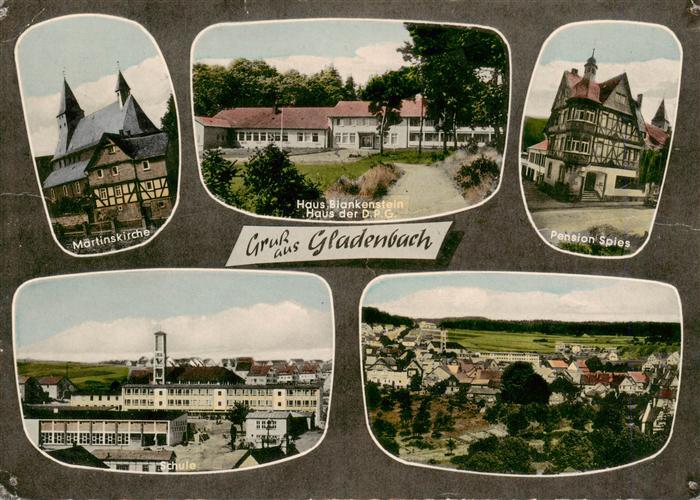 Gladenbach Hessen Martinskirche Haus Blankenstein Pension Spiess Schule Panorama
