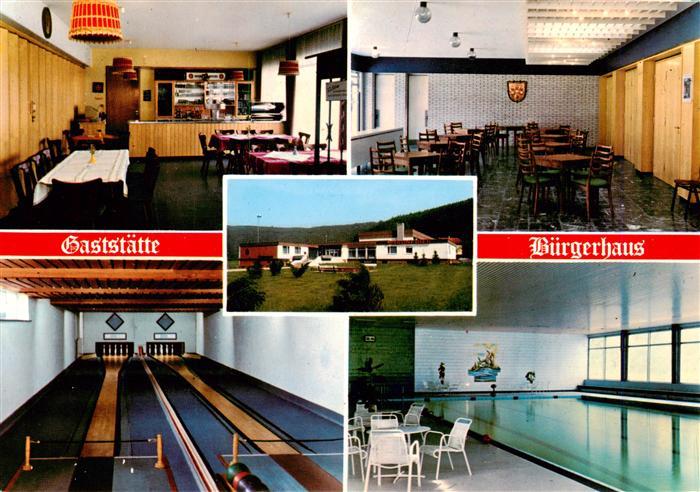 Helmarshausen Gaststaette Buergerhaus Gastraeume Kegelbahn Hallenbad