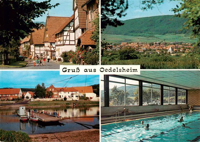 Oedelsheim Oberweser Ortspartie Panorama Faehre Hallenbad