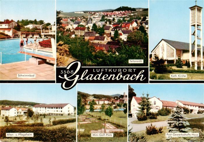 Gladenbach Hessen Schwimmbad Panorama Kath Kirche Alten und Pflegeheim Minigolfp