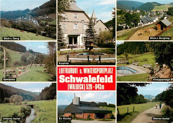 Schwalefeld Teilansichten Luftkurort Spielplatz Aartal Kirche Kneippanlage Panor