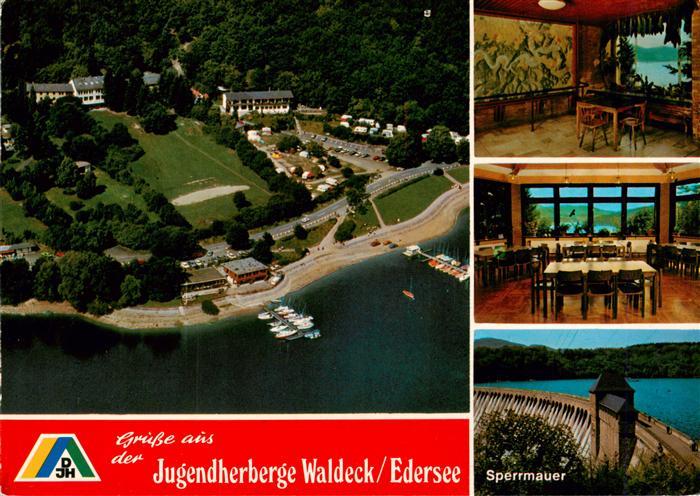 Waldeck  Edersee Jugendherberge Luftaufnahme Aufenthaltsraum Sperrmauer