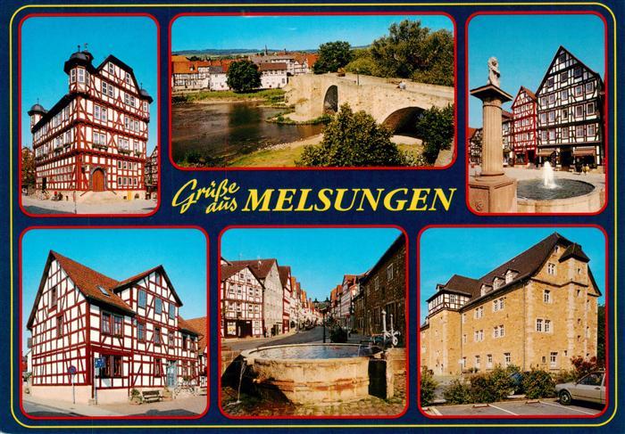 Melsungen Fulda Motive Altstadt Fachwerkhaeuser Brunnen Schloss Bruecke