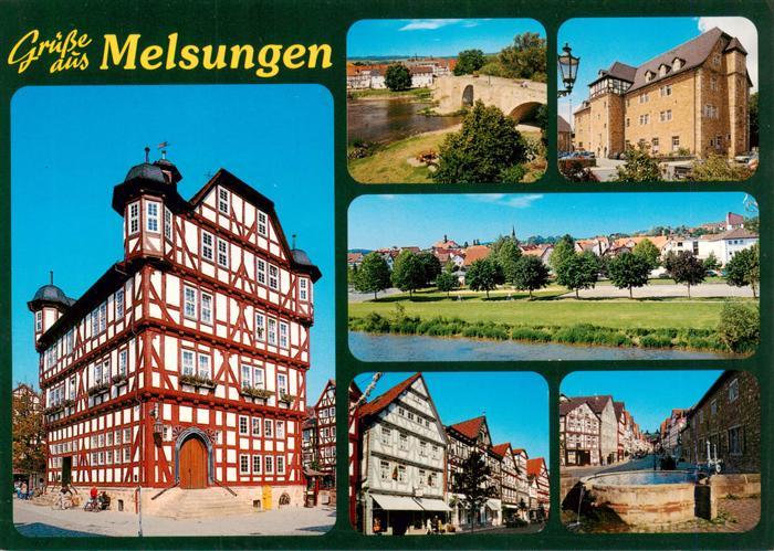 Melsungen Fulda Fachwerk-Rathaus Altstadt Brunnen Schloss Bruecke Partie an der