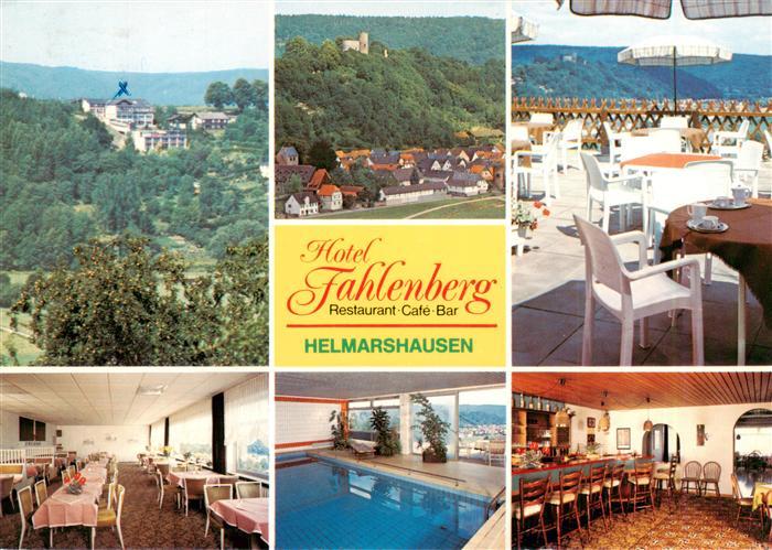 Helmarshausen Hotel Fahlenberg Burg Terrasse Gastraeume Hallenbad Bar