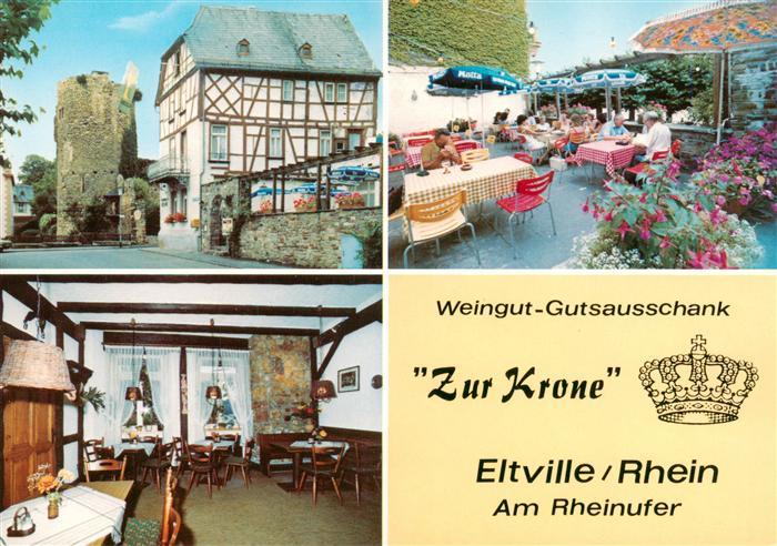 Eltville Rhein Weingut Gutsausschank Zur Krone Gaststube Terrasse