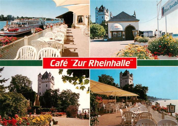 Eltville Rhein Anlegestelle Kurfuerstliche Burg Cafe zur Rheingauhalle Terrasse