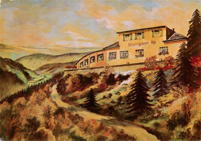Presberg Rheingau Ruedesheim Bergcafe Rheingauer Alp Kuenstlerkarte
