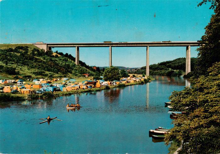 Limburg  Lahn Autobahnbruecke mit Campingplatz