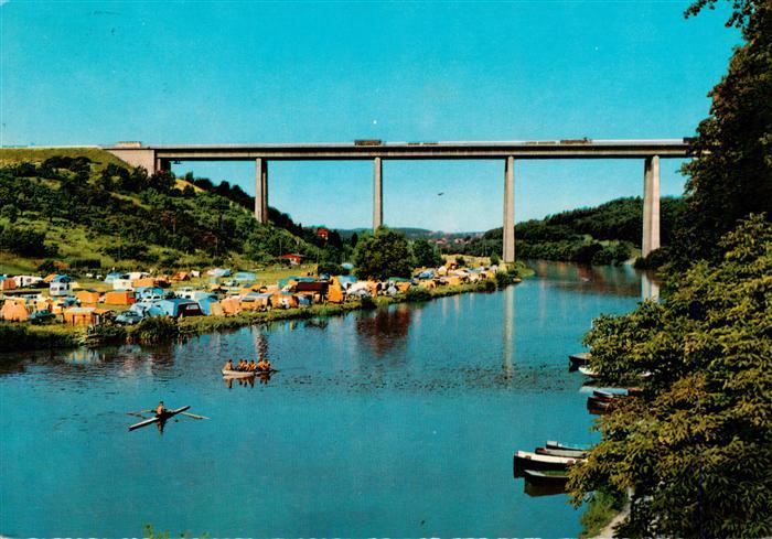 Diez Lahn Autobahnbruecke mit Campingplatz