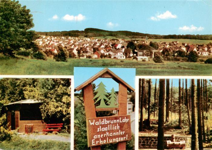 Lahr Westerwald Waldbrunn Panorama Blockhaus Hinweisschild Waldpartie