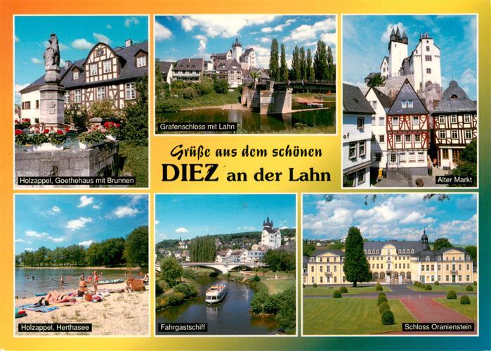 Diez Lahn Holzappel Goethehaus mit Brunnen Gartenschloss mit Lahn Alter Markt He
