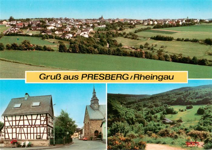 Presberg Rheingau Ruedesheim Panorama Fachwerkhaus Kirche Park