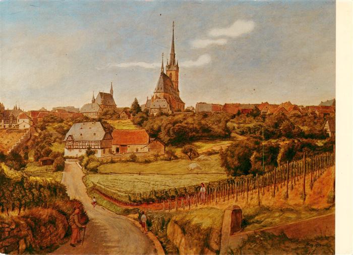 Kiedrich mit St Valentinskirche und alter Muehle von Kloster Eberbach Kuenstlerk