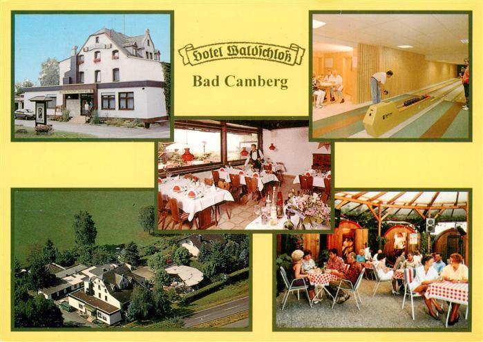 Bad Camberg Hotel Waldschloss Fliegeraufnahme Kegelbahn Terrasse