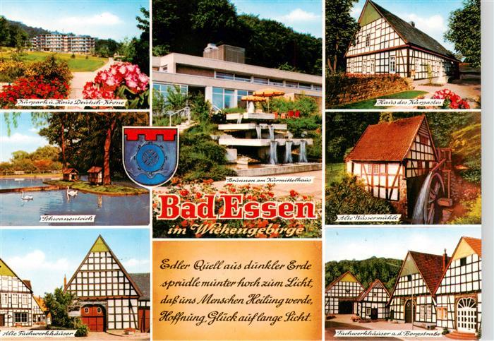 Bad Essen Kurpark Schwarzseeteich Alte Fachwerkhaeuser Brunnen Kurmittelhaus Hau