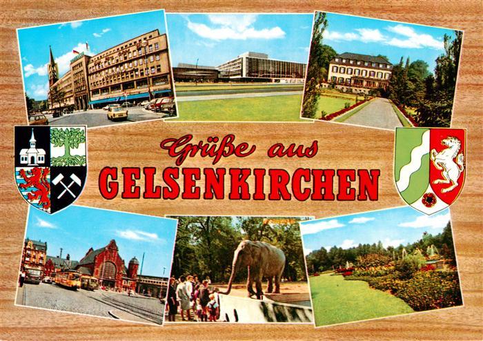 GELSENKIRCHEN NRW Ortspartie Staedt Buehnen Schloss Berge Hauptbahnhof Zoo Elefa