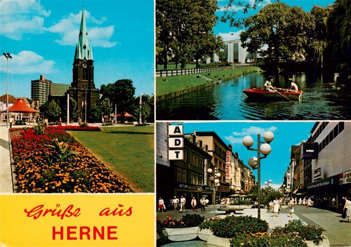 Herne  Westfalen Kirche Gondelteich Fussgaengerzone