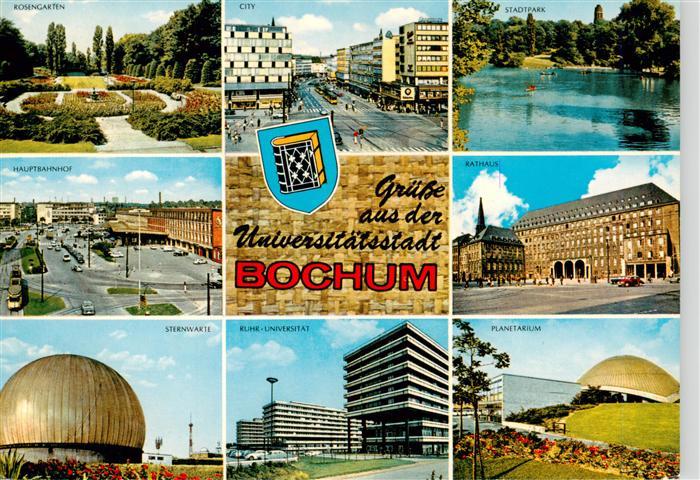 BOCHUM  CITY Rosengarten City Stadtpark Hauptbahnhof Rathaus Sternwarte Ruhr Uni