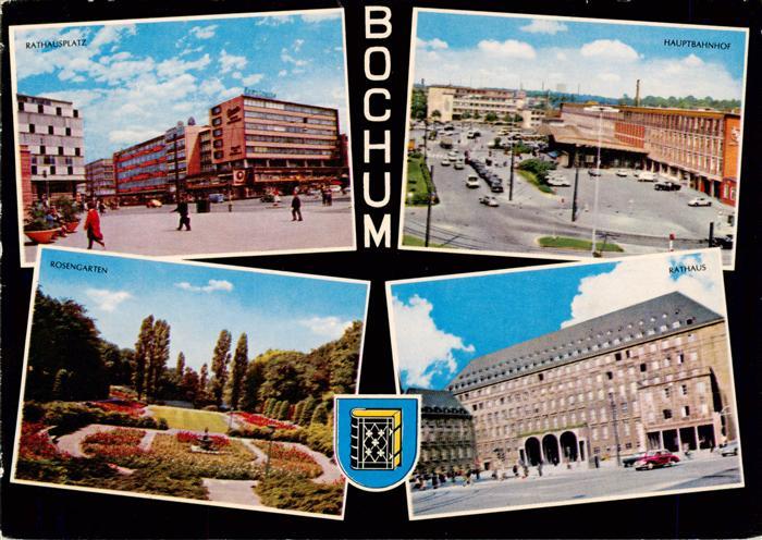 BOCHUM  CITY Rathausplatz Rosengarten Hauptbahnhof Rathaus
