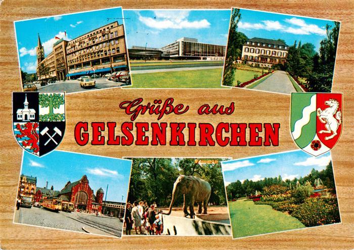 GELSENKIRCHEN NRW Ortspartie Staedt Buehnen Schloss Berge Hauptbahnhof Zoo Elefa