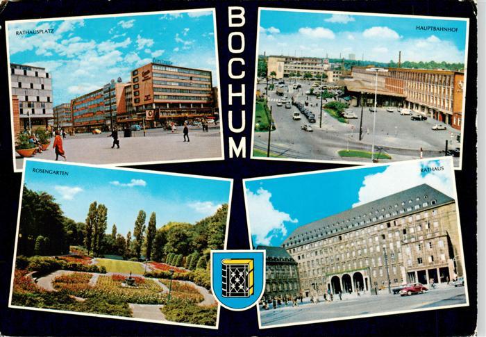 BOCHUM  CITY Rathausplatz Rosengarten Hauptbahnhof Rathaus