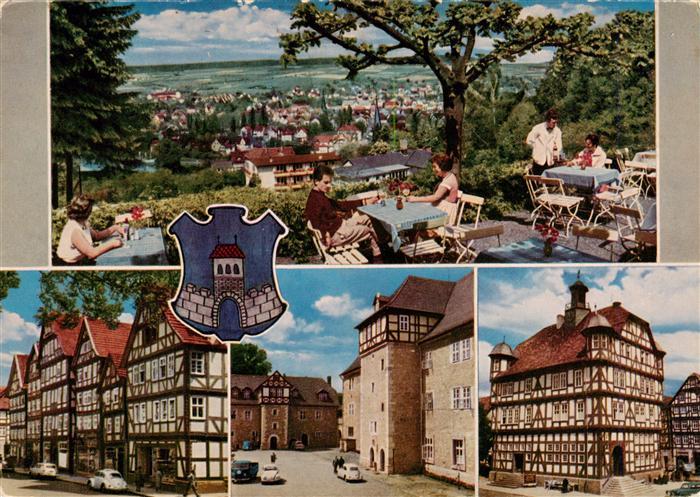 Melsungen Fulda Panorama Terrasse Fachwerkhaeuser Stadtplatz