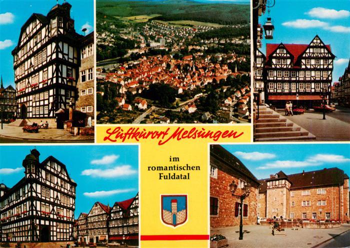 Melsungen Fulda Rathaus Panorama Fachwerkhaeuser Schlossplatz