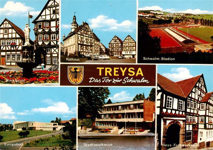 Treysa Marktplatz Rathaus Schwalm Stadion Europabad Stadtsparkasse Fachwerkhaus