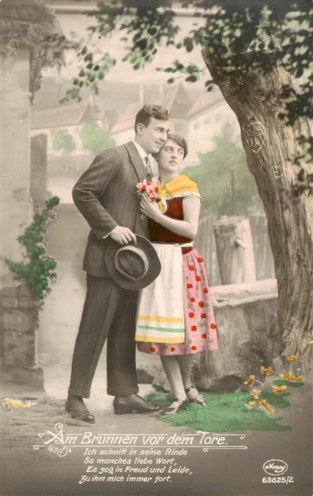 Foto Amag Nr. 63625/2 Frau Mann Hut Am Brunnen