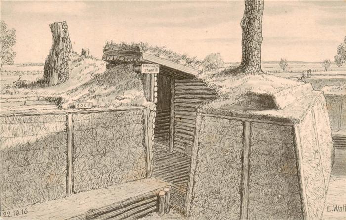 Walter E. Kuenstlerkarte Landsturm Glogau