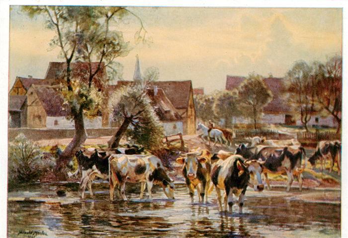 Haus der Deutschen Kunst Verlag HDK Nr. 228 Kuehe im Dorfbach Arnold Moeller