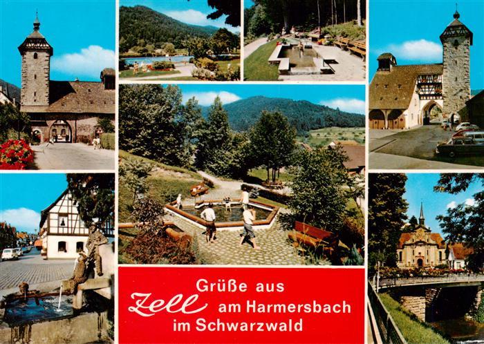 Zell Harmersbach Storchenturm Panorama Wassertreten Hirschturm Brunnen Kirche Pa