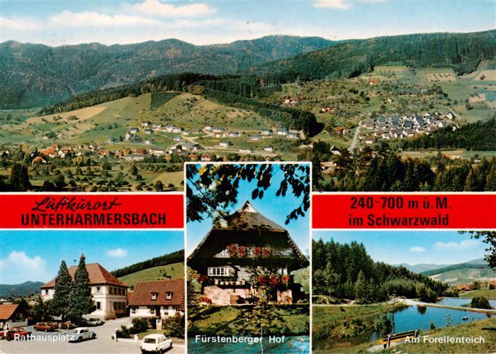 Unterharmersbach Fliegeraufnahme Rathausplatz Fuerstenberger Hof Am Forellenteic