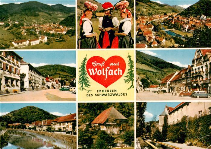 Wolfach Schwarzwald Panorama Schwarzwaelderinnen in Tracht Ortspartien Burg
