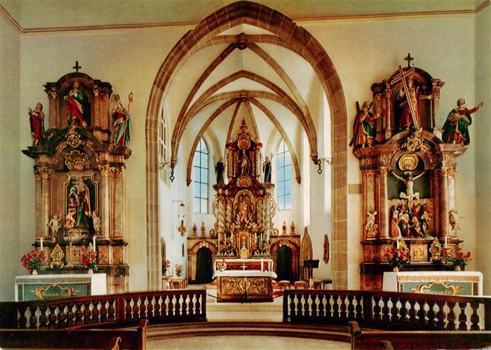 Zell Harmersbach Wallfahrtskirche Maria zu den Ketten Hochaltar und Seitenaltaer