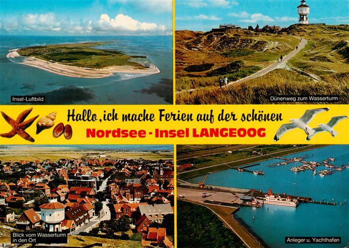 Langeoog Nordseebad Fliegeraufnahme Duenenweg Wasserturm Ortsansicht Anleger und